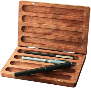 Support/étui à stylos en bois avec logo gravé, cadeau d'affaires, étui en bois pour stylo à bille, plateau porte-stylos en bois - Product Image 5