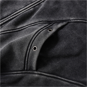 Sweats à capuche personnalisés pour hommes Veste à capuche vintage High Street Doublure polaire Vintage Washed Heavy Weight Zip-Up Hoodies Men - Product Image 5