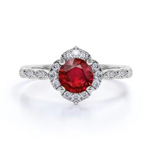 Anillo de Compromiso Solitario de Plata de Ley 925 con Rubí Creado en Laboratorio, Certificado por Terceros, de Shama Gems Jewels, Ideal para Fiestas - Product Image 1