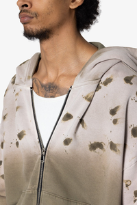 Sweat à capuche homme streetwear oversize épais déchiré, logo personnalisé, effet soleil délavé, vieilli, vintage, zippé, délavé à l'acide, automne, ODM - Product Image 3