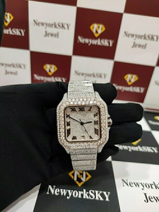 Montre mécanique automatique de luxe VVS Moissanite diamant personnalisation à la main bracelet en acier inoxydable Design carré pour hommes femmes - Product Image 2