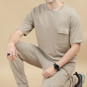 <b>Men</b> Solid Color Corduroy Mid Waist Two Piece Premium Organic Cotton Soft Breathable Casual Outfit OEM Service for Bulk - Product Image 2