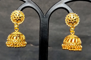 Comprar conjunto de pendientes de alta calidad con diseño tradicional 22CT chapado en oro Jhumka pendientes de joyería para las mujeres usan por los exportadores - Product Image 3