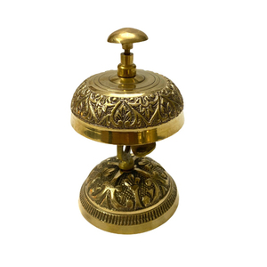 Campana de escritorio de hotel Vintage más vendida, modelo de latón con acabado brillante para servicio de recepción, impresión personalizada, regalo de Navidad - Product Image 1