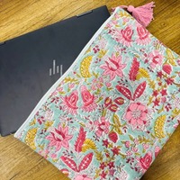 Housse d'ordinateur portable vintage de luxe en coton matelassé multicolore, durable, imprimée à la main, imperméable, légère et écologique