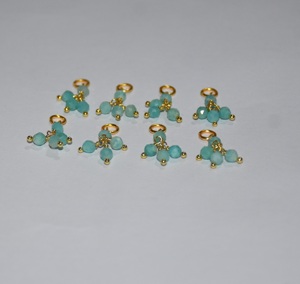 Perles enveloppées d'un seul fil d'amazonite naturelle de qualité supérieure. Gemstone Dangle1 + 3 perles de fil unique Pièces de chapelet pour la fabrication de bijoux - Product Image 4