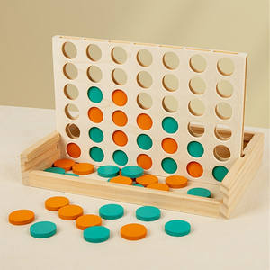 Juego de Mesa Clásico 4 en Raya de Plástico y Madera para 2 Jugadores, Juguete Educativo de Estrategia Portátil para Niños - Product Image 1