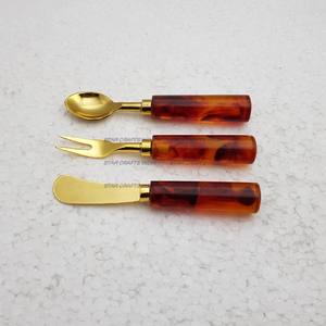Juego de cubiertos con diseño de mango de mármol/resina hecho a mano moderno, esparcidor de queso, cubiertos, diseñador vintage antiguo de STAR CRAFTS INDIA - Product Image 6