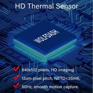 WOLF 6M Wärmebildkamera mit Entfernungsmesser 640x512 (50Hz) Langstrecken-Erkennung Infrarot-Nachtsichtmonokular für Outdoor-Jagd - Product Image 5