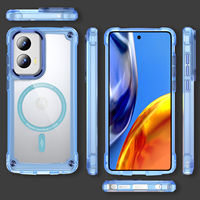 Coque arrière magnétique légère et antichoc en TPU+acrylique semi-transparente, design populaire, couleur unie, compatible multi-marques