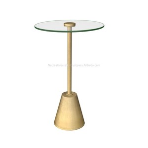 Our Gold <b>Powder</b> Coated <b>Drink</b> Table Is a Versatile All Metal Piece That Fits Seamlessly Into Contemporary and Minimalist Decor - Product Image 2