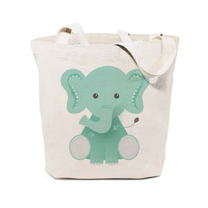 Sac fourre-tout en toile de coton écologique motif éléphant, personnalisable, taille moyenne, avec ruban et fermeture éclair, impression par transfert thermique, pour usage quotidien et cadeaux - Product Image 1