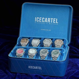 Reloj de Hombre Presidencial de 13.3CT y 41MM con Moissanita, Esfera Azul Analógica, Oro Amarillo de 14K, Fecha Luminosa, Cuarzo ETA - Product Image 6