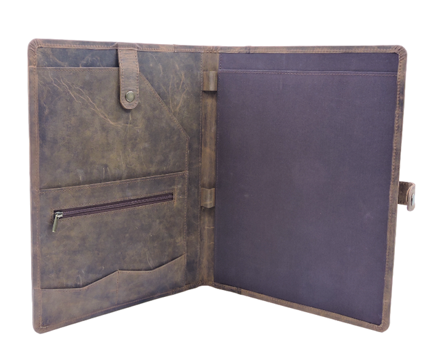 Professional Executive Leather Pad Folio Business Conference Portfolio Organizer Binder Folder Leather Case Snap Closure