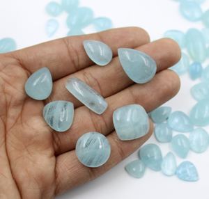 Aigue-marine naturelle, forme lisse, cabochon, qualité supérieure, pierre précieuse d'aigue-marine, pierre précieuse polie, pierre précieuse en vrac pour la fabrication de bijoux - Product Image 3
