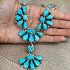 Handmade Sterling <b>Silver</b> Blue Turquoise <b>Necklace</b> Natural Gemstone Jewelry December <b>Birthstone</b> Perfect Gift For Her - Product Image 1