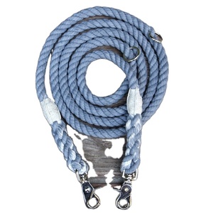 Correa de algodón orgánico para perro, correa ajustable para la playa, azul - Product Image 1