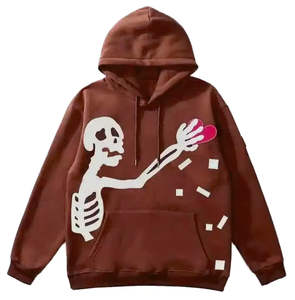 Vente en gros 300 gsm 100% coton lourd chaud brossé unisexe pull impression personnalisée broderie logo sweats à capuche - Product Image 2