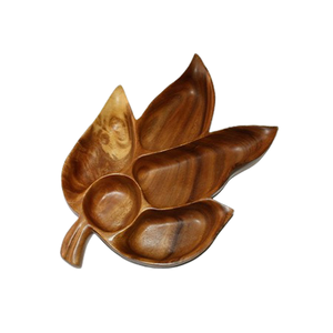 Bandeja de madera con diseño de hojas para servir nueces y dulces, de calidad premium, con forma y tamaño personalizados, ideal para los productos más vendidos. - Product Image 1