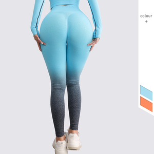 Pantalons de yoga sans couture tie-dye dégradés d'hiver personnalisés taille haute leggings serrés de gymnastique de levage de fesses pour les femmes - Product Image 2