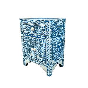 Buffet en bois fait main de luxe avec incrustations d'os, tiroir, armoire avec motif de rayures grises au meilleur prix - Product Image 1