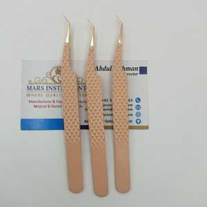 Pince à épiler de haute qualité à 45 degrés en acier inoxydable de couleur nue pour extensions de cils - Product Image 2