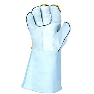 Venta al por mayor de guantes de soldadura de cuero genuino de vaca Tig Mig Argon con aislamiento de doble palma soldadura eléctrica corte trabajo antideslizante - Product Image 2
