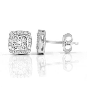 ต่างหูแบบติดหูทรงกลมประดับเพชร - Product Image 1