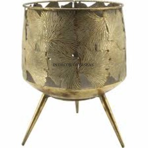 Fournitures de jardinière de forme ronde en métal de qualité luxueuse plaquée or de haute qualité de concepteur classique standard avec construction durable - Product Image 4