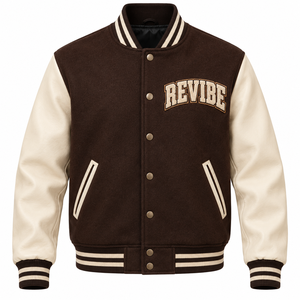 เสื้อแจ็คเก็ต Letterman แบบกำหนดเองสำหรับผู้ชาย ตัวเสื้อทำจากผ้าขนสัตว์ผสม แขนเสื้อทำจากหนังสังเคราะห์ ปักลายปะติด ผลิตโดยผู้ผลิตเสื้อผ้าขายส่งแบบ OEM - Product Image 3
