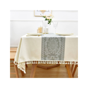 Nappe brodée florale classique rustique 100% coton gris cendré avec garniture faite à la main 160 GSM 6 places inde marque privée OEM - Product Image 6