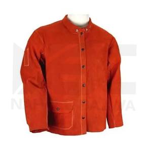 Veste de soudeur robuste de qualité supérieure en cuir de vachette fendu et tissu de coton vêtements de travail de sécurité industrielle - Product Image 2
