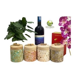 Artisan <b>Ceramic</b> Storage Jars with Bamboo Lids Mosaic Design Kitchen Counter Organizer Handmade Home Decor - Product Image 5