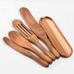 Outils de cuisine en bois essentiels ensemble de spatules naturelles spatule de cuisson cuisson friture mélange d'agitation - Product Image 1