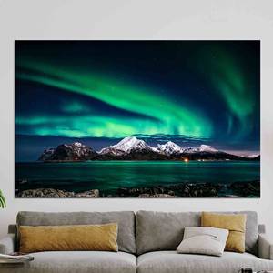 Toile d'art des aurores boréales : impression de vitrail représentant le ciel nocturne, toile enveloppée - Product Image 1