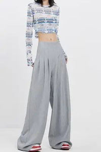 Pantalon de jogging pour femme taille mi-haute, coupe large évasée, respirant, en coton/polyester, avec logo brodé, style décontracté - Product Image 6