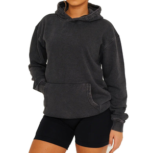 Sudaderas con capucha informales para mujer, talla personalizada de EE. UU., Jersey ligero sólido de manga larga, Tops, sudadera holgada con bolsillo - Product Image 5