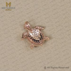 จี้รูปเต่าสีโรสโกลด์14K ทำด้วยมือจี้เพชรทำด้วยมือเครื่องประดับดีไซน์ใหม่จี้เต่าใส่ได้ทั้งชายและหญิงเครื่องประดับทับทิม - Product Image 6