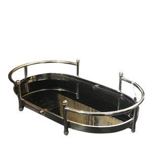 Plateau en métal pour la décoration intérieure Plateau de service ovale de cuisine de luxe moderne Style Art déco Acier inoxydable Métal créatif - Product Image 1