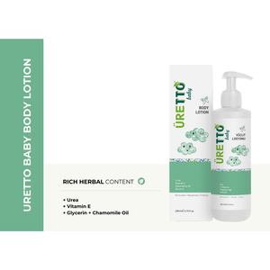 Loción corporal para bebés Uretto 200ml, loción hidratante para bebés con urea, vitamina E, aceite de manzanilla, glicerina, cuidado suave y calmante para la piel. - Product Image 2