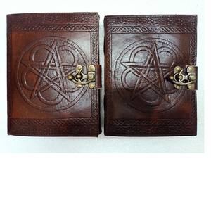 Custom Made Celtic Star Embossed Leather Journals with Lock Made with Cotton Rag Handmade Paper Pages - Product Image 1