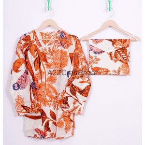 Conjunto de Pijama largo con estampado Floral de alta calidad para mujer, ropa de dormir cómoda hecha a mano, camisón para todas las estaciones, regalo del Día de la madre - Product Image 2