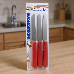 Juego de cuchillos rojos Bonomi de 6 piezas 30006RSC, cubertería de acero inoxidable - Product Image 3