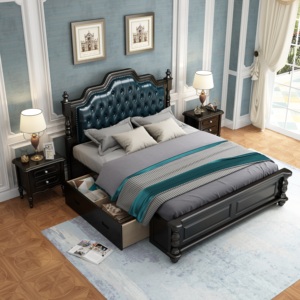 Traditional Sleigh <b>Bed</b> Queen Size Solid Wood White <b>Frame</b> Tufted Upholstered Headboard Soft <b>Bed</b> - Product Image 6