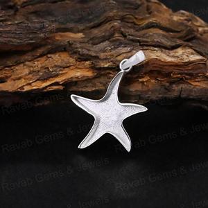 Composants de bijoux DIY en argent sterling 925 de qualité supérieure, pendentif demi-serti en forme d'étoile de mer de 18 mm pour résine de cendres ou lait maternel - Product Image 1