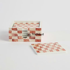 ที่รองแก้วแบบฝังไม้ถูพื้นทำด้วยมือแบบมีสไตล์หรูหราตกแต่งโต๊ะสำหรับกาแฟและรับประทานอาหาร - Product Image 2