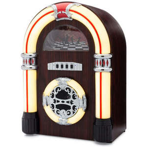 Jukebox <b>Bluetooth</b> Speaker <b>with</b> Lights & <b>Aux</b>-in Retro Style Handmade Wooden Exterior - Product Image 3