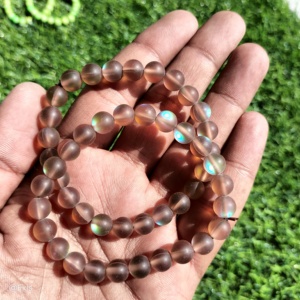 Vente en gros de bracelets de guérison avec cristaux naturels personnalisés Matt Aura Bracelets colorés ajustables en cristal unisexe Art Reiki Style - Product Image 5