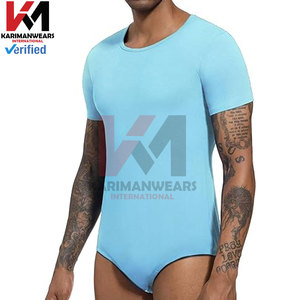 OEM para hombre de manga corta de una pieza mono camisa botón entrepierna leotardo superior para pijamas y camiseta interior mejor calidad Onesies - Product Image 4