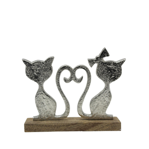 Lapin décoratif en aluminium et bois de table avec base sculpture moderne de couleur naturelle et argentée pour la décoration de la maison - Product Image 4